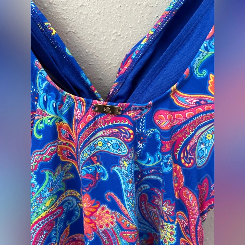 Ralph Lauren Summer Paisley Twist Over the Shoulder One Piece Size 8 New - Picture 6 of 9